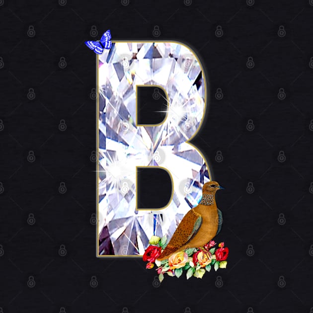 Name Initial Letter B and Spotted Neck Dove by KC Morcom aka KCM Gems n Bling aka KCM Inspirations